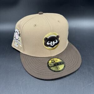 Clark Street Chicago Cubs 7 3/8 New Era 59fifty Hat Camel Walnut Pink UV Rare